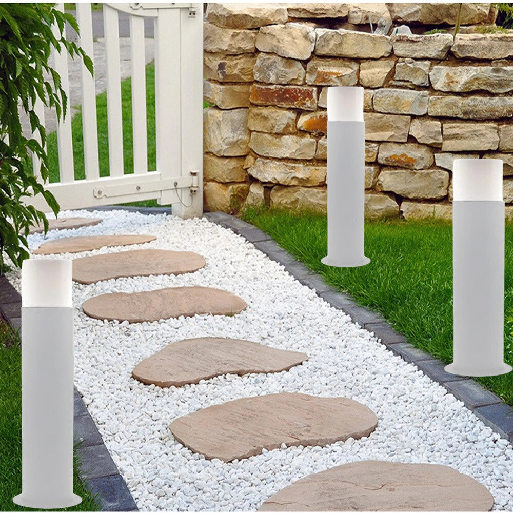 Trade Shop - Lampione Da Giardino Moderno 44cm Lampada Da Terra Vialetti E27 Esterno Ip44 529pa-b440 - Bianco