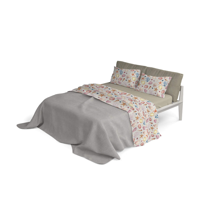 Set Lenzuola 1 Piazza e Mezzo con Stampa Sopra Sotto e Federe Marea