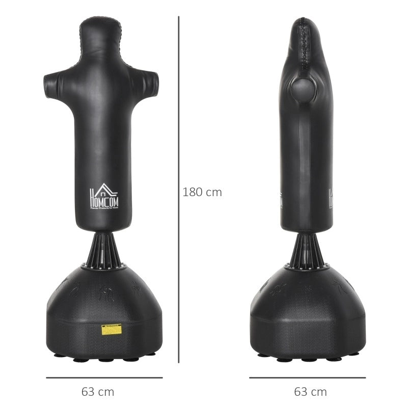 Sacco da boxe autoportante ULEVR 180 cm con design umanoide, base con 12 ventose, nero
