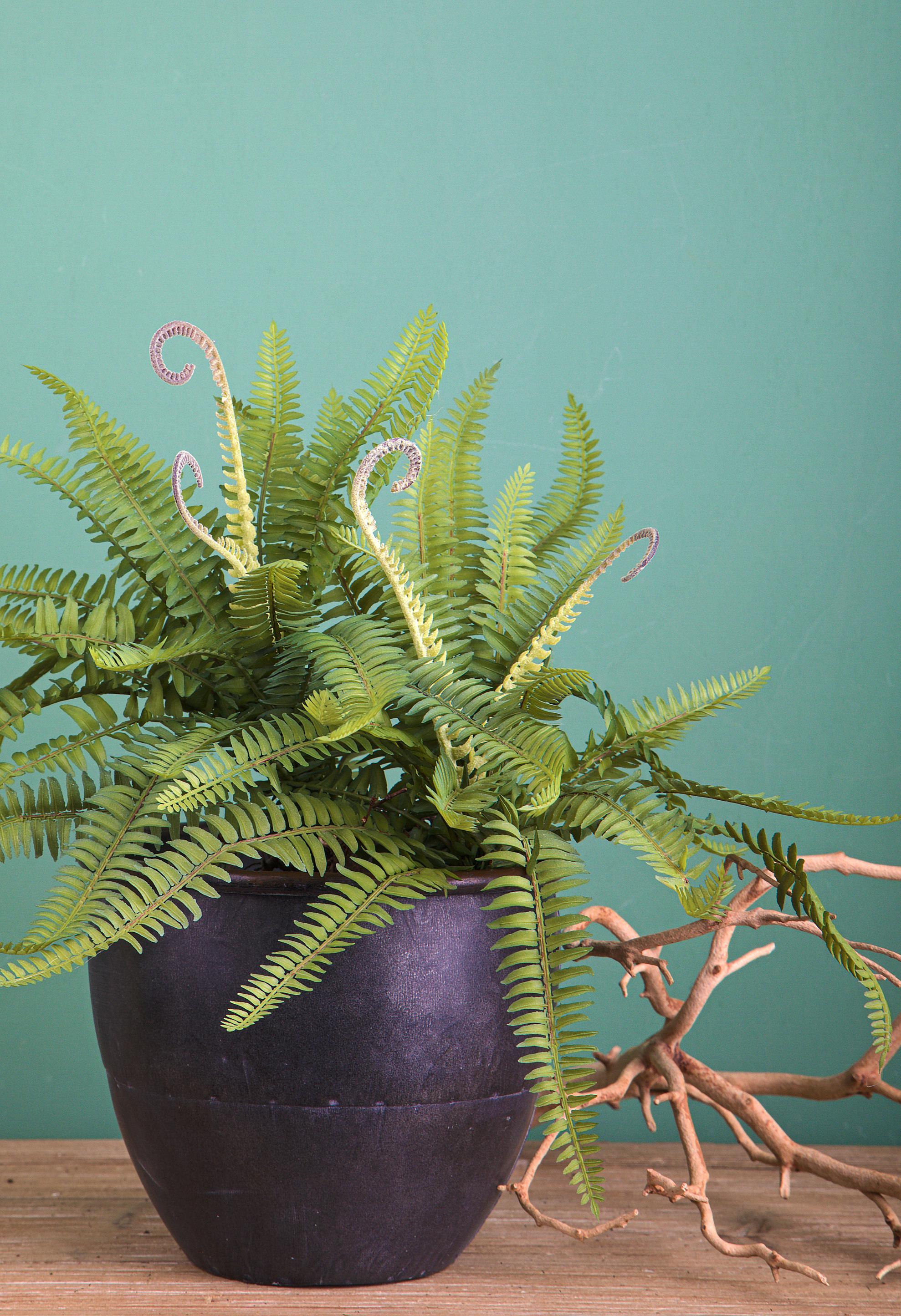 Set 3 Mini Felce Artificiale con 22 Foglie Altezza 36 cm Verde