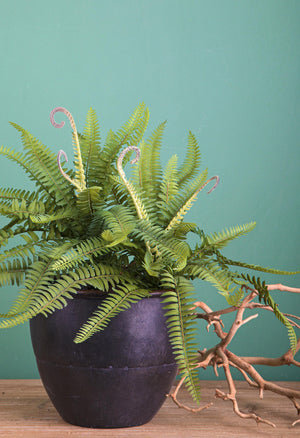 Set 3 Mini Felce Artificiale con 22 Foglie Altezza 36 cm Verde