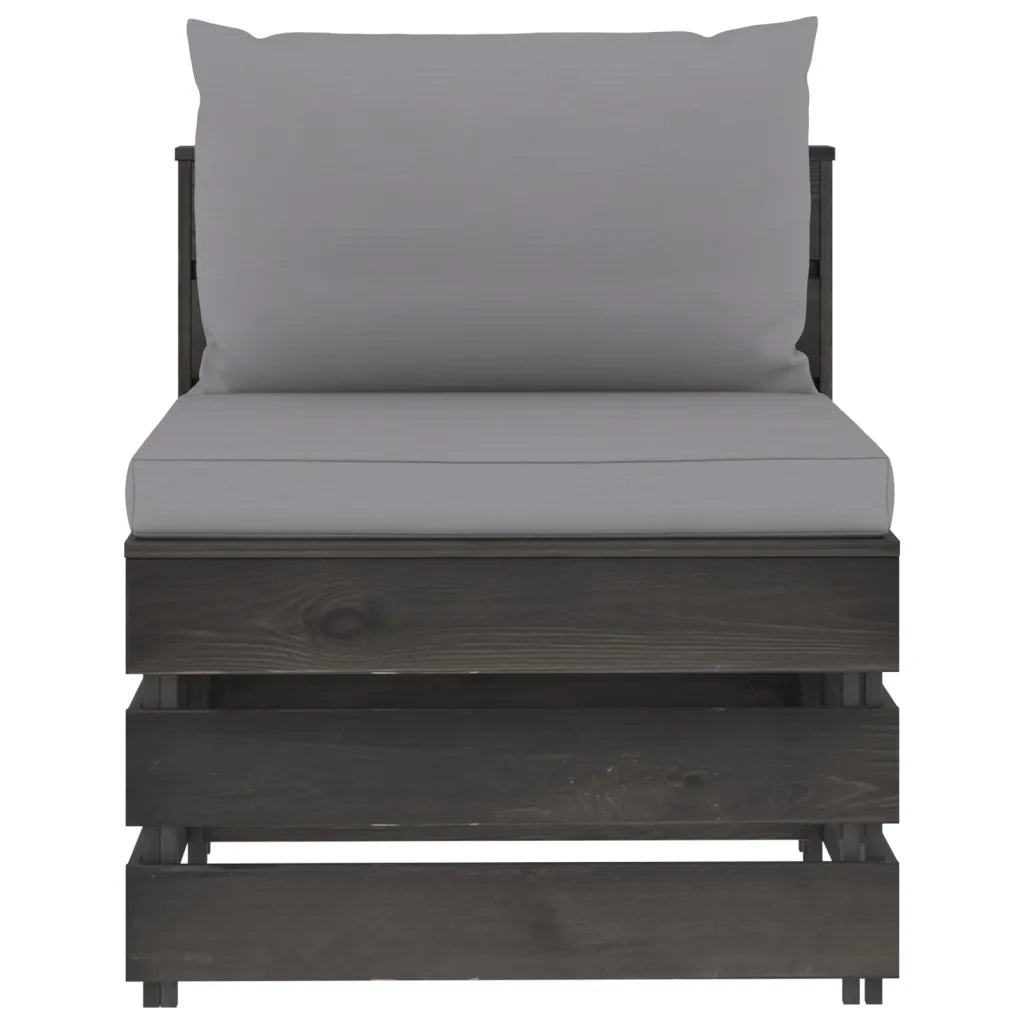 Divano Centrale Modulare con Cuscini in Legno Impregnato Grigio cod mxl 75050