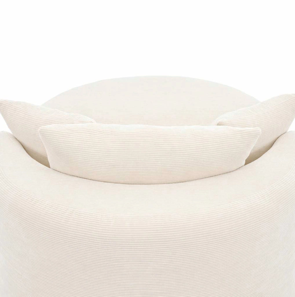 POLTRONA RELAX Ovale 170x112,5x83 cm in Tessuto a Coste Beige Chiaro