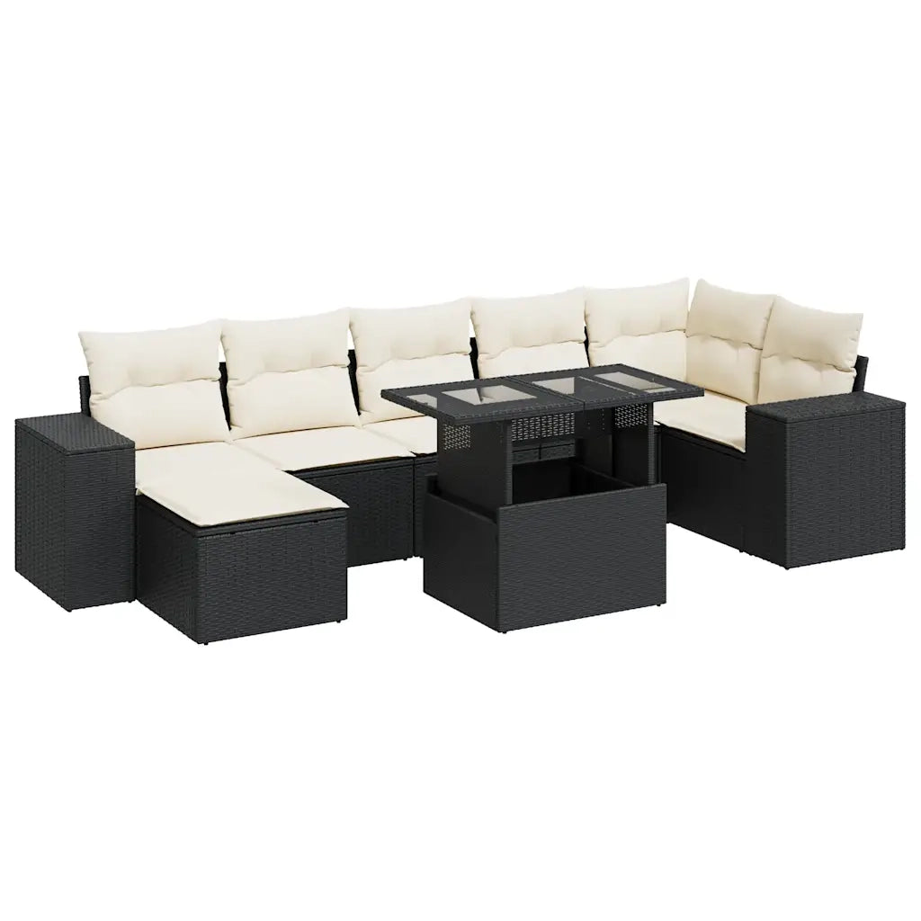Set Divani da Giardino con Cuscini 8 pz Nero in Polyrattan 3326837