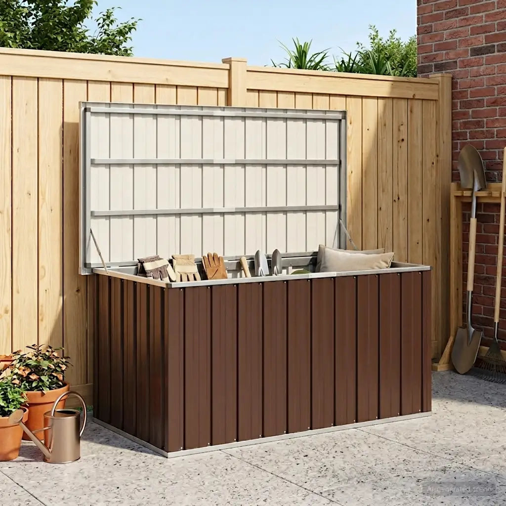 Baule da giardino marrone 129x67x65 cm CFW4592156