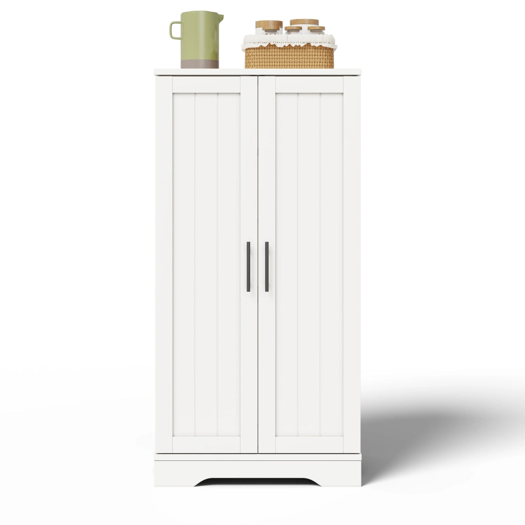 Armadio Cucina con Luce LED ¨C MINIMAL ¨C 2 Ante, Ripiani Regolabili, Bianco, 120x60x40 cm