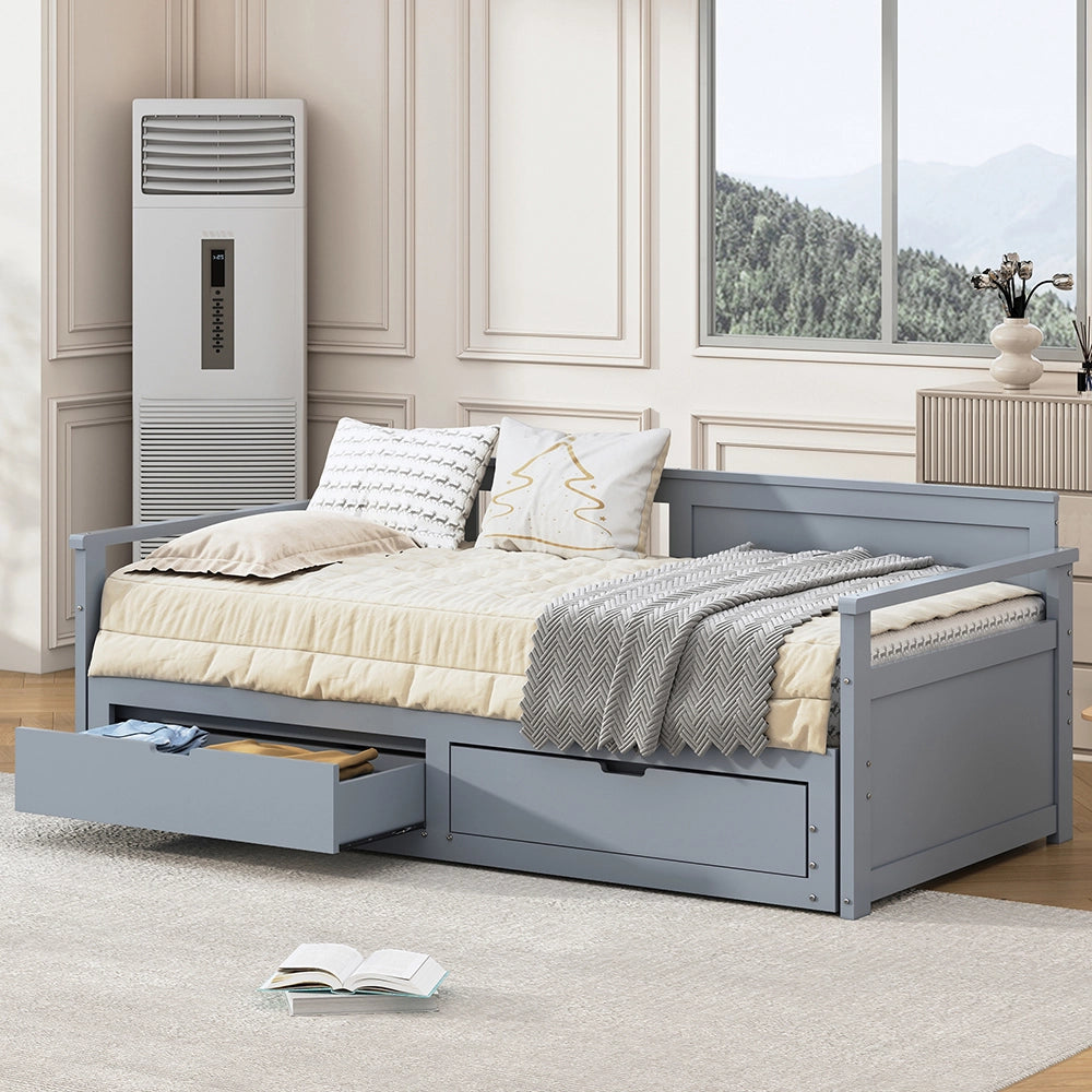 Letto daybed - Xylo - 90/180x190 cm 2 in 1 pino grigio