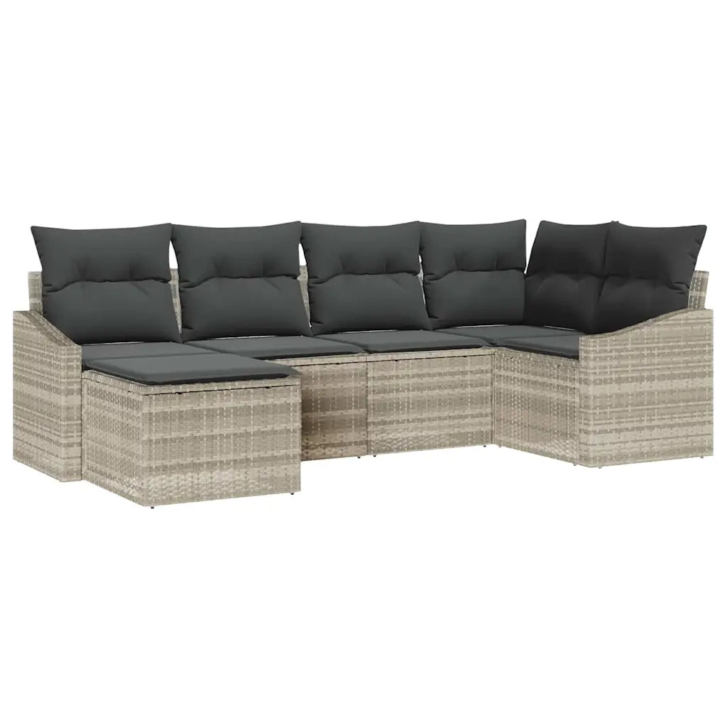 Set da Pranzo per Giardino con cuscino 6 pcs Grigio chiaro