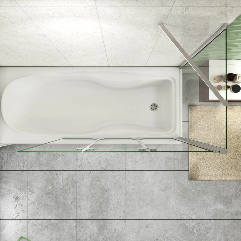 H.140 cm Parete Doccia Per Vasca con Lato Fisso 130x80 cm 3 Ante Movibili Pieghevoli a Libro in Vetro Temperato 6 mm Trasparente Anticalcare Telaio Cromo Lucido