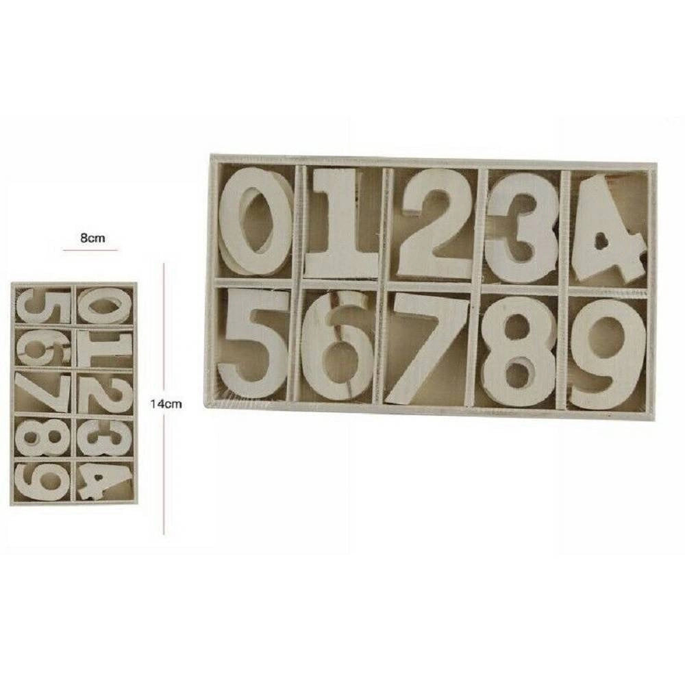 Trade Shop - Numeri In Legno 60 Pezzi Decoupage Lavoretti Scuola 3cm Spessore 1mm Decorazioni -