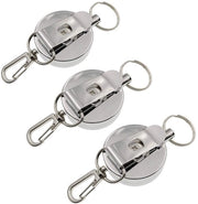 Sistema di appeso chiavi intercambiabile - 3 x Appeso chiavi con corda - Clip di cinturone - Catena in acciaio - Anello di carabina - Corda di filo di acciaio estendibile - Appeso chiavi in acciaio