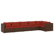 Set di mobili da giardino 6 pz con cuscini in polyrattan marrone 02_0016886