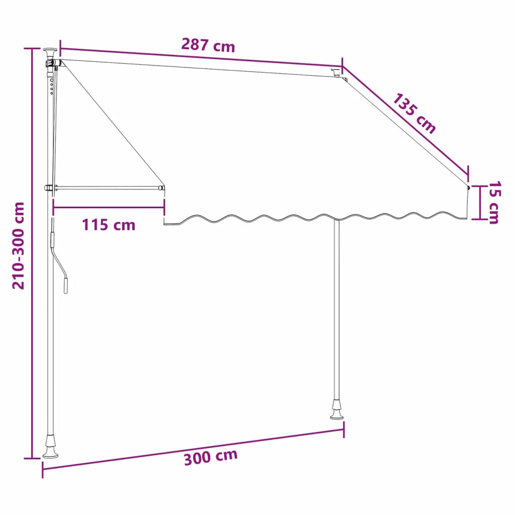 Tenda da Sole | Tenda retrattile manuale Tortora 300 cm