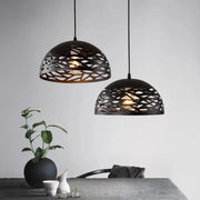 Lampadario sospeso a campana cupola luce led E27 in metallo nero o bianco moderno