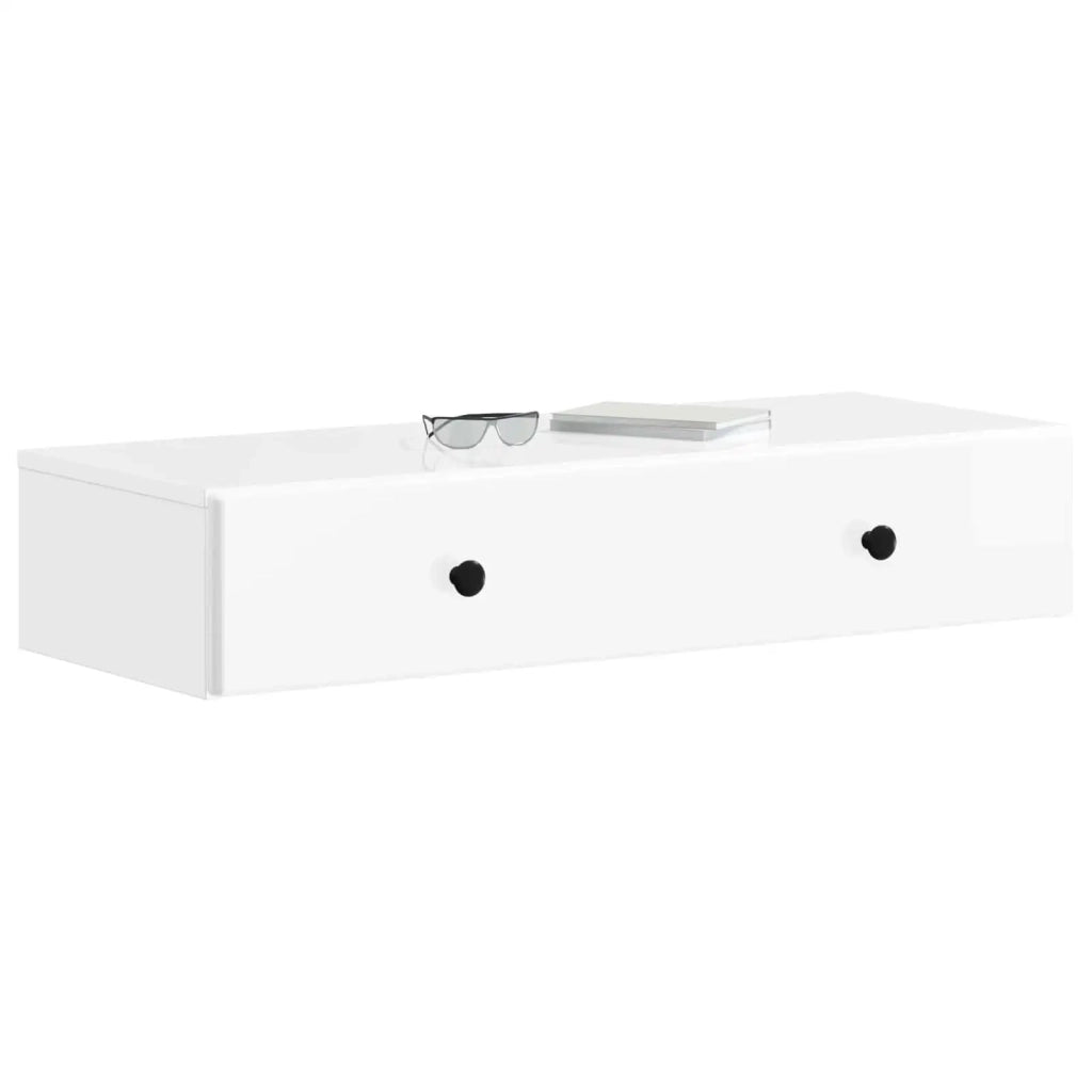 Tavolino da Parete Laterale Bianco Lucido 87,5 x 34,5 x 17 cm 899179