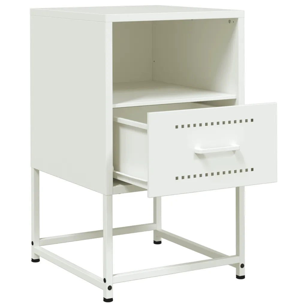Comodino | Armadio da Notte | Mobiletto da notte Bianco 36x39x60,5 cm in Acciaio