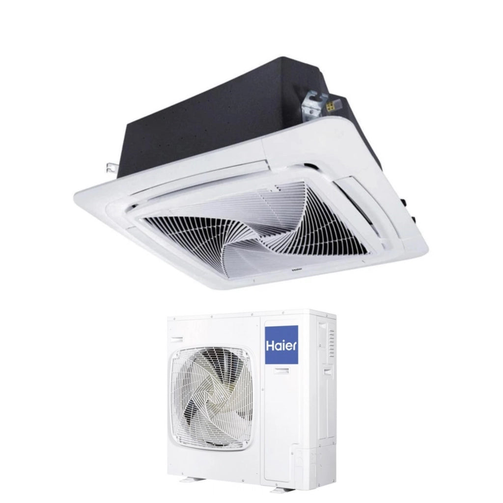 Climatizzatore Condizionatore Haier Cassetta 90x90 Round Flow 42000 Btu ABH125K1ERG Monofase R-32 Wi-Fi Optional con Pannello No Sensor Incluso Comando a filo Haier YR-E17A