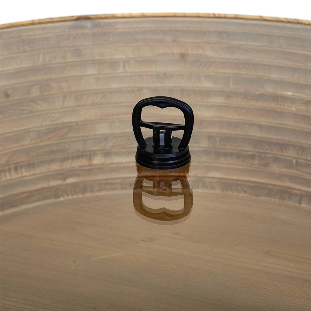Tavolino in legno, metallo e vetro brown D102x46
