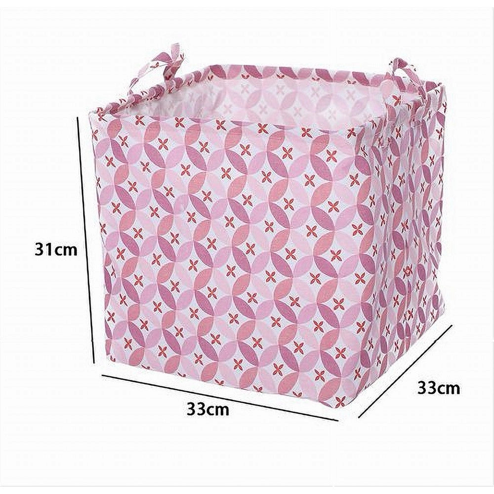 Trade Shop - Cesto Contenitore Portabiancheria Bucato Con Manici Tessuto Rosa 33x33x31cm 79205 -