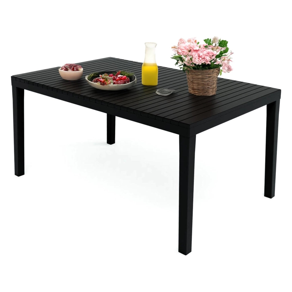 Tavolo da esterno Askia, Ripiano rettangolare da pranzo, Tavolo da giardino multiuso, 100% Made in Italy, 150x90h72 Cm, Antracite