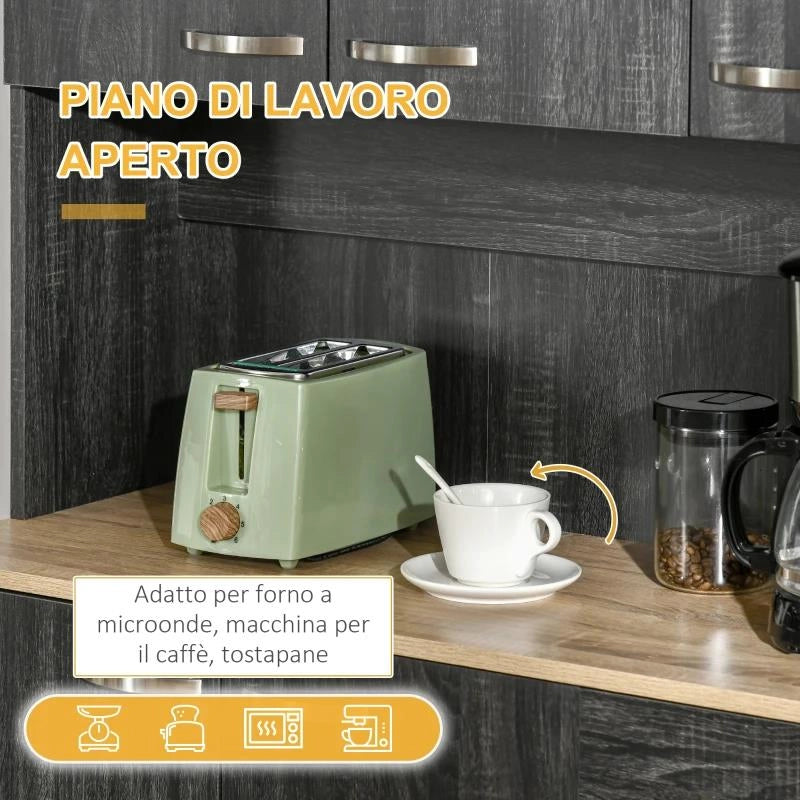 MOBILE DISPENSA ALTO IN LEGNO CON CASSETTI E ARMADIETTI, 101X39X180 CM, NERO