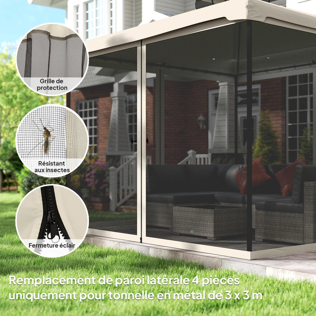 Zanzariere per gazebo giardino 3x3 m ¨C zephmum ¨C 4 pz grigio nylon