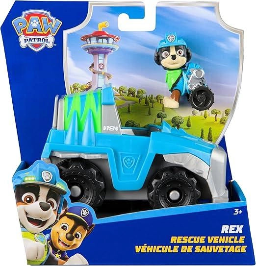 Paw Patrol, veicolo di salvataggio dinosauri di Rex, veicolo giocattolo con action figure da collezione,Spin Master,Eta