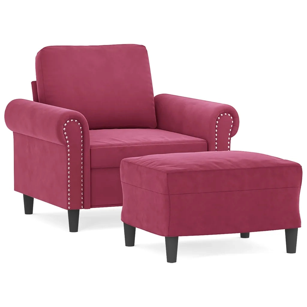 Poltrona | Sedia Relax con Poggiapiedi Rosso Vino 60 cm in Velluto