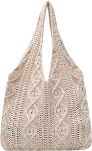 Borsa da spiaggia con stile retro estivo per donne, grande capacità, disegno hobo per viaggi e vacanze, Beige