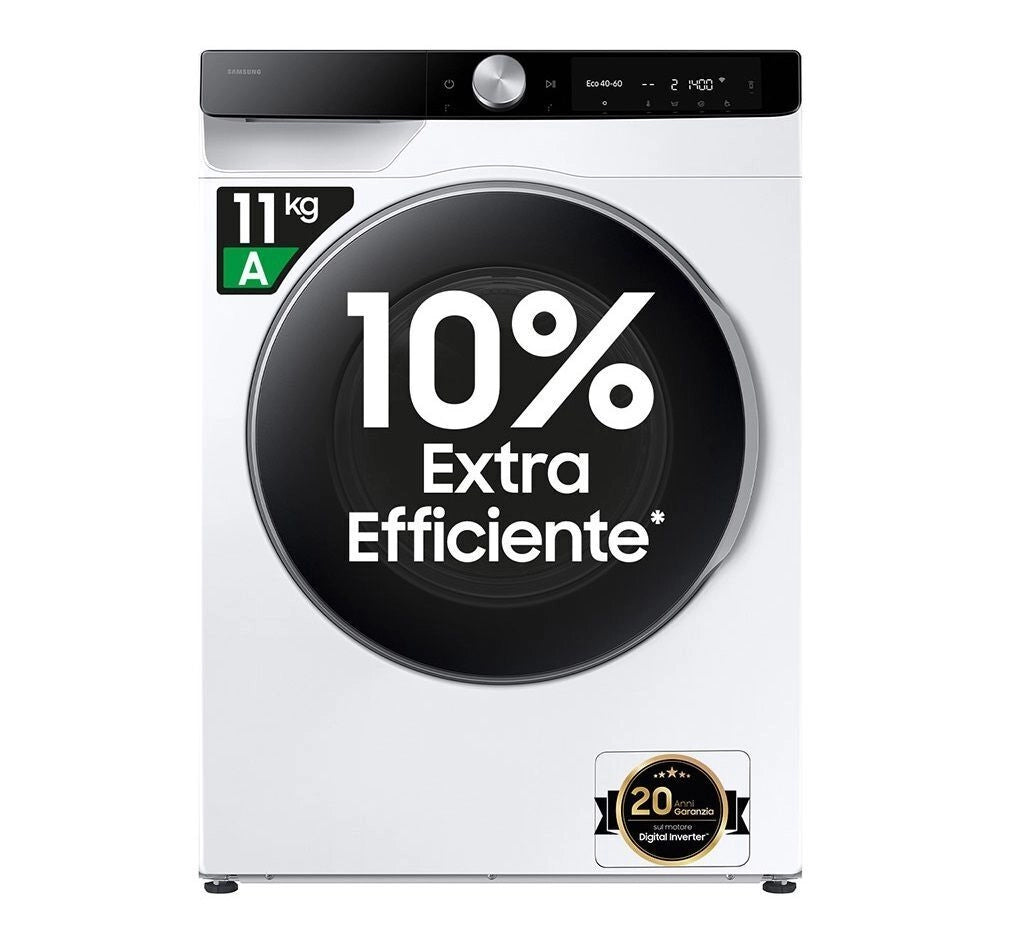 SAMSUNG AI Control WW11DG6B25LKU3 Lavatrice a caricamento frontale 11 Kg Classe A Ecobubble Vapore igienizzante Wifi bianco