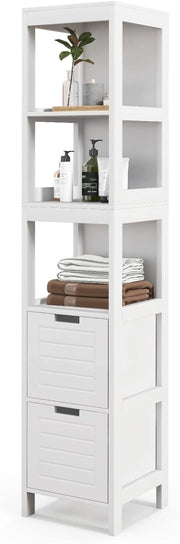 Mobile Lavatrice Salvaspazio Colonna Bagno, Armadietto Lavatrice Moderno Bianco, Scaffale Multiuso e Elegente, 144,5 x 30 x 30 cm