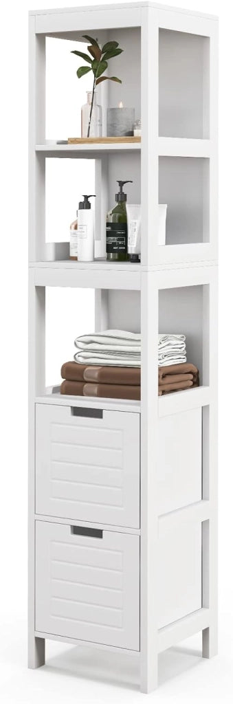 Mobile Lavatrice Salvaspazio Colonna Bagno, Armadietto Lavatrice Moderno Bianco, Scaffale Multiuso e Elegente, 144,5 x 30 x 30 cm