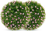 Lot de 2 Boules Décoratives Artificielles de 37 cm avec Fleurs de Roses, Cadre en Polypropylène Sûr et Fiable, Sphère Décoratives de Jardin avec Fleurs, pour Porche, Maison