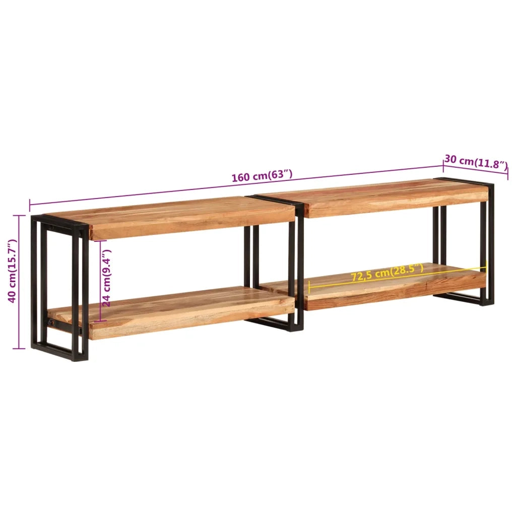 Mobile Porta TV 160x30x40 cm in Legno Massello di Acacia 356175