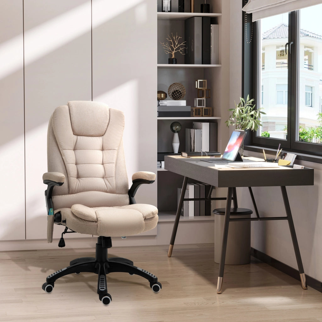 Poltrona ufficio ergonomica con massaggio e riscaldamento, reclinabile, marrone