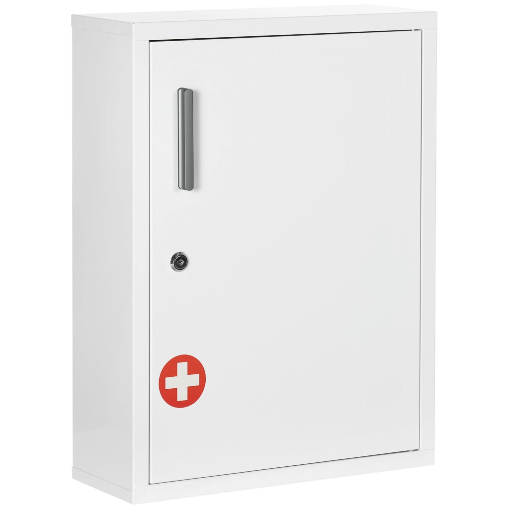 Armadietto da bagno con 3 ripiani e porta a chiave ¨C zephmum ¨C bianco 40x15x53,5 cm