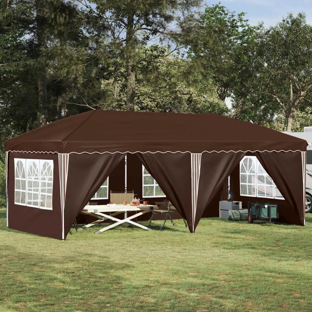 Tenda per feste a pop-up-Gazebo 575 x 288 x 245 cm Marrone