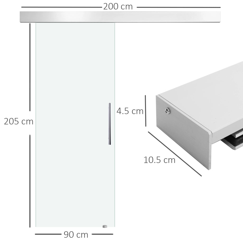 PORTA SCORREVOLE IN VETRO 205 x 90 cm Trasparente Satinata