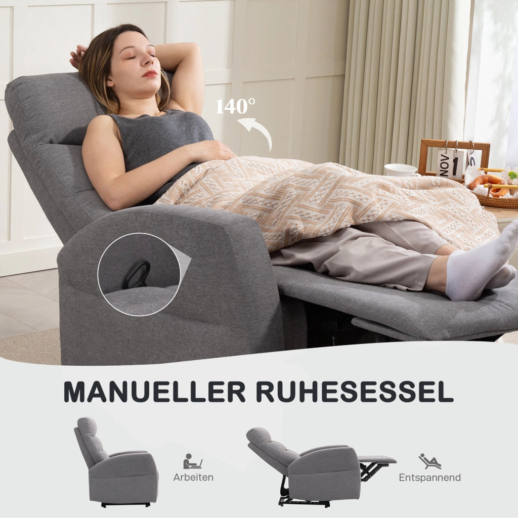 Poltrona Relax Reclinabile con Poggiapiedi ¨C Zephmum ¨C Grigio Scuro