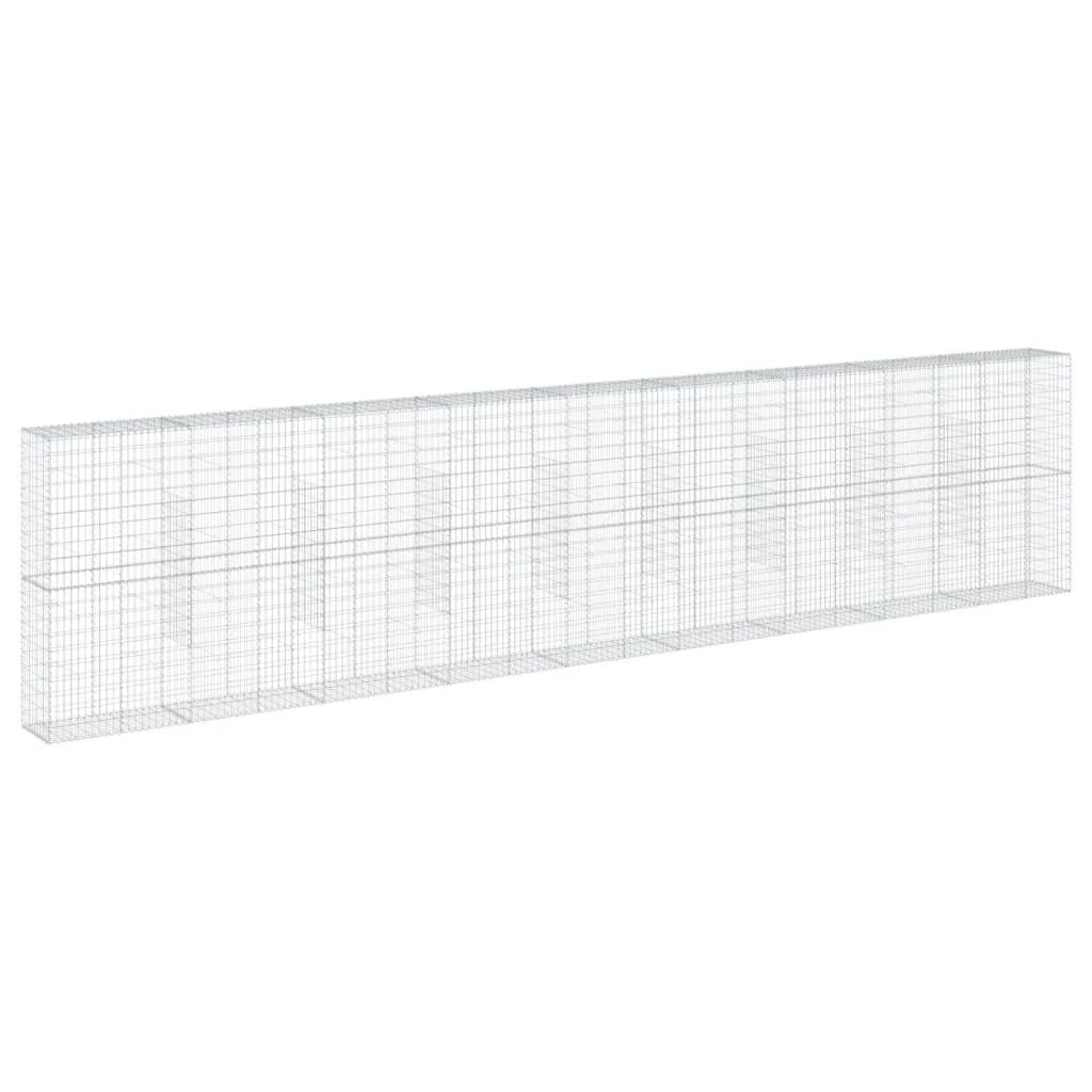 Gabbione recinto a gabbia muro di contenimento con coperchio 900 x 50 x 200 cm ferro zincato argento 02_0040215
