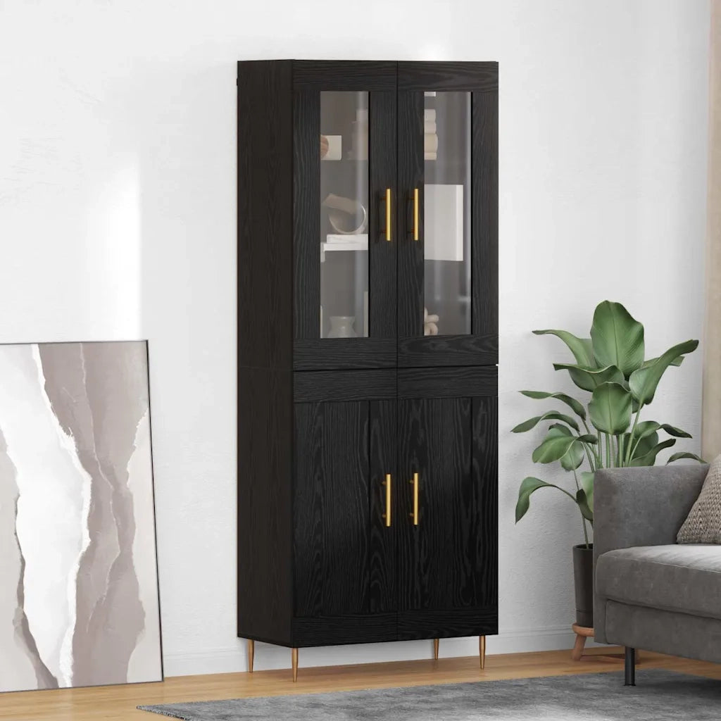 Credenza 2 pcs Rovere Nero Legno multistrato 3416272