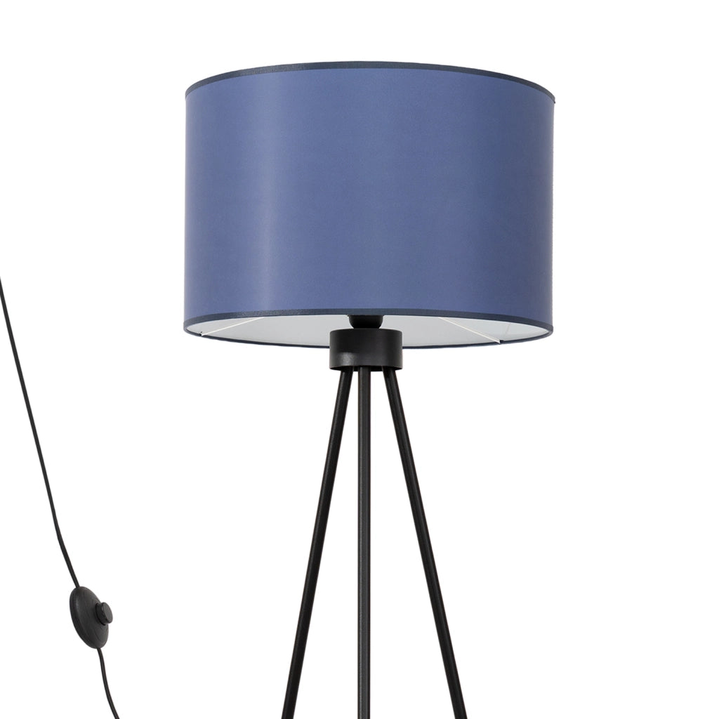 Lampada da terra treppiede paralume blu E27 Purela