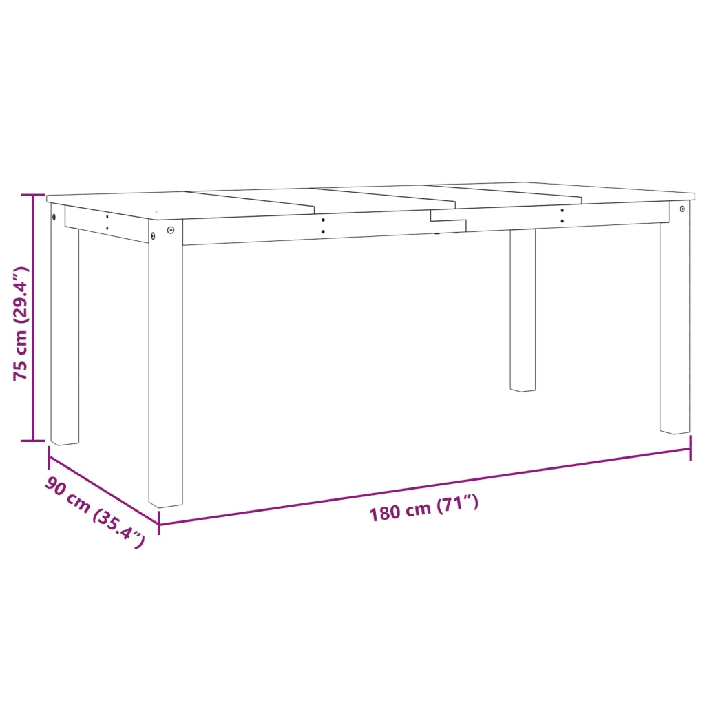 Tavolo da Pranzo PANAMA Grigio 180x90x75 cm Legno Massello Pino 4005708