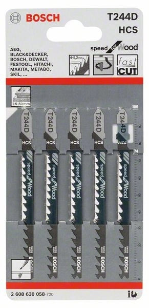 2608630058 - Set 5lame per seghetto alternativo T 244 D Speed for Wood
