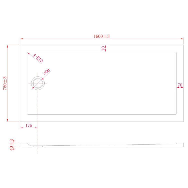 Piatto Doccia 80x170 cm in Acrilico Fosterberg Floret Bianco