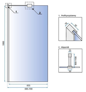 Parete Doccia Rea Aero N 70 Transparent Mensola Evo
