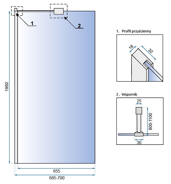 Parete Doccia Rea Aero N 70 Transparent Mensola Evo