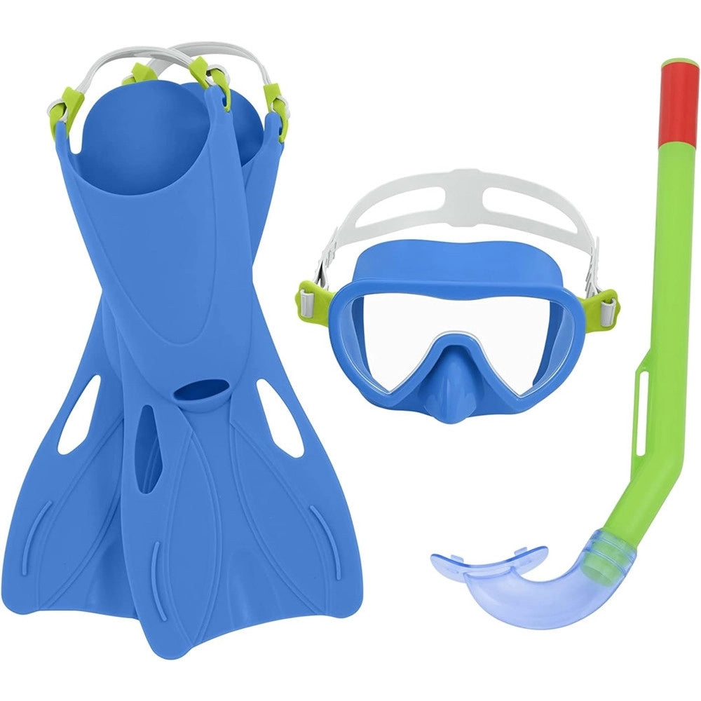Trade Shop - Set Da Snorkeling Bambini Flapper Maschera Boccaglio Pinne 3-6 Anni 2 Col 25039 -
