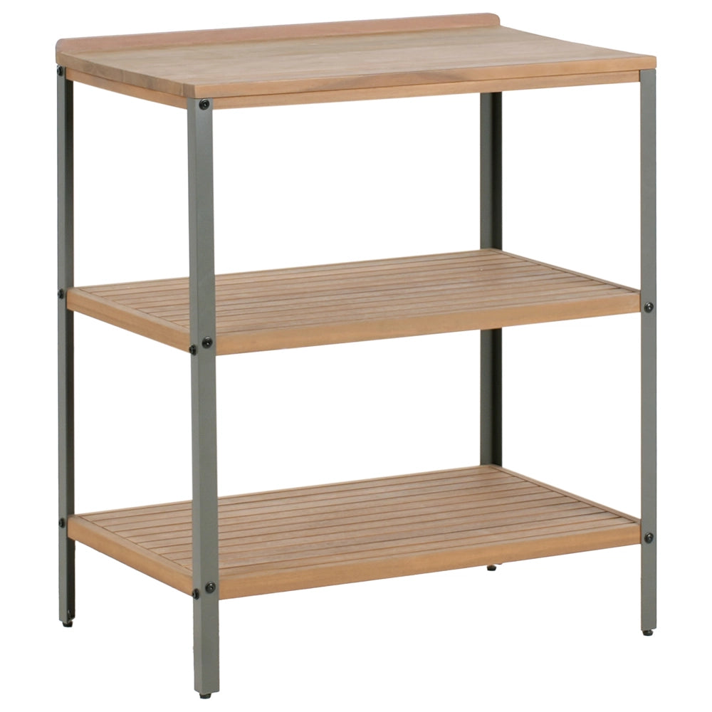 Cucina da esterno 3 elementi in legno di acacia con lavello e rubinetto in acciaio inox in legno massiccio marrone e nero