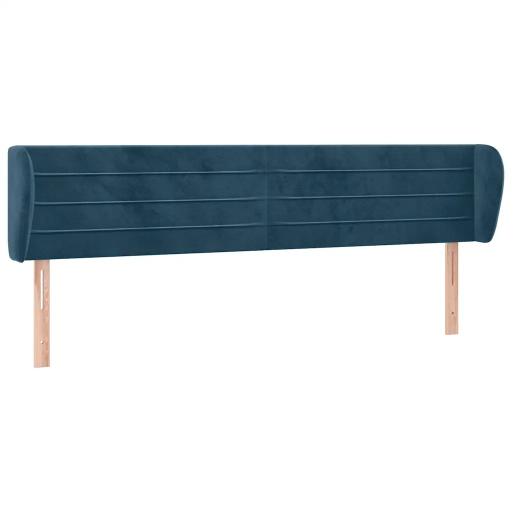 Testiera ad Orecchio-Testata con Orecchie Blu Scuro 203x23x78/88 cm in Velluto 995577